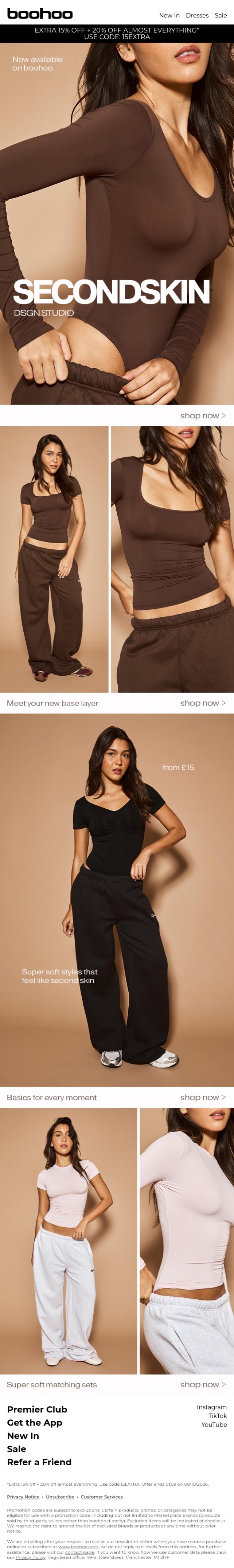 Email Design Inspiration from boohoo, Your second skin 🤎