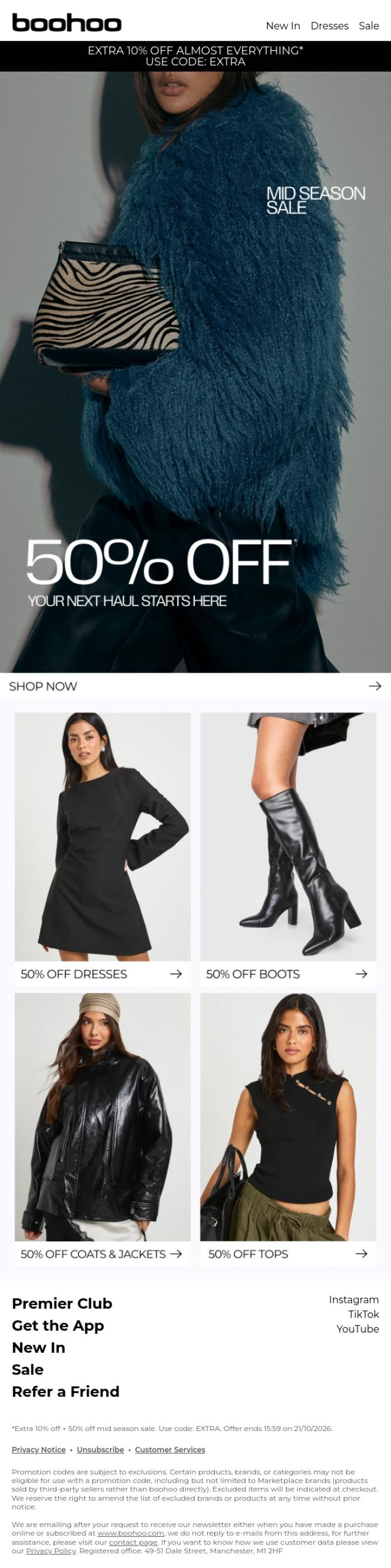 Email Design Inspiration from boohoo, Your mid season sale picks