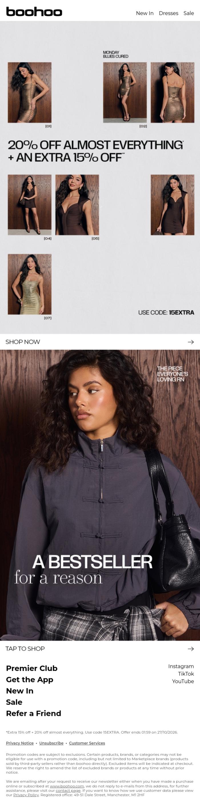 Email Design Inspiration from boohoo, Monday blues? 🫠💙