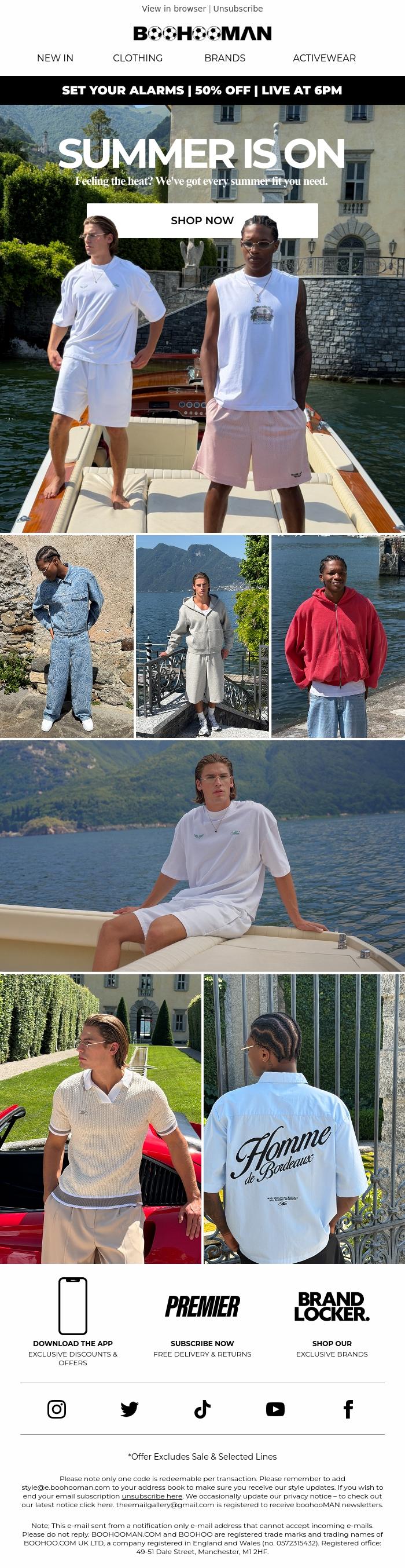 Email Design Inspiration from boohooMAN, All Roads Lead to Summer☀️