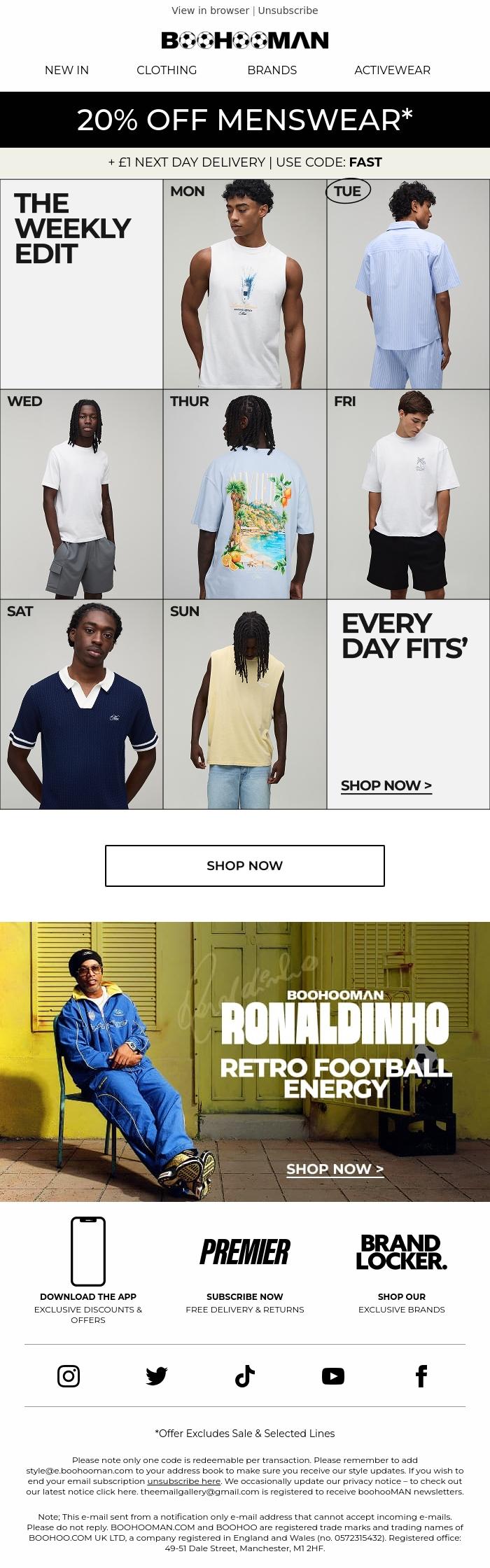 Email Design Inspiration from boohooMAN, The weekly edit is here!