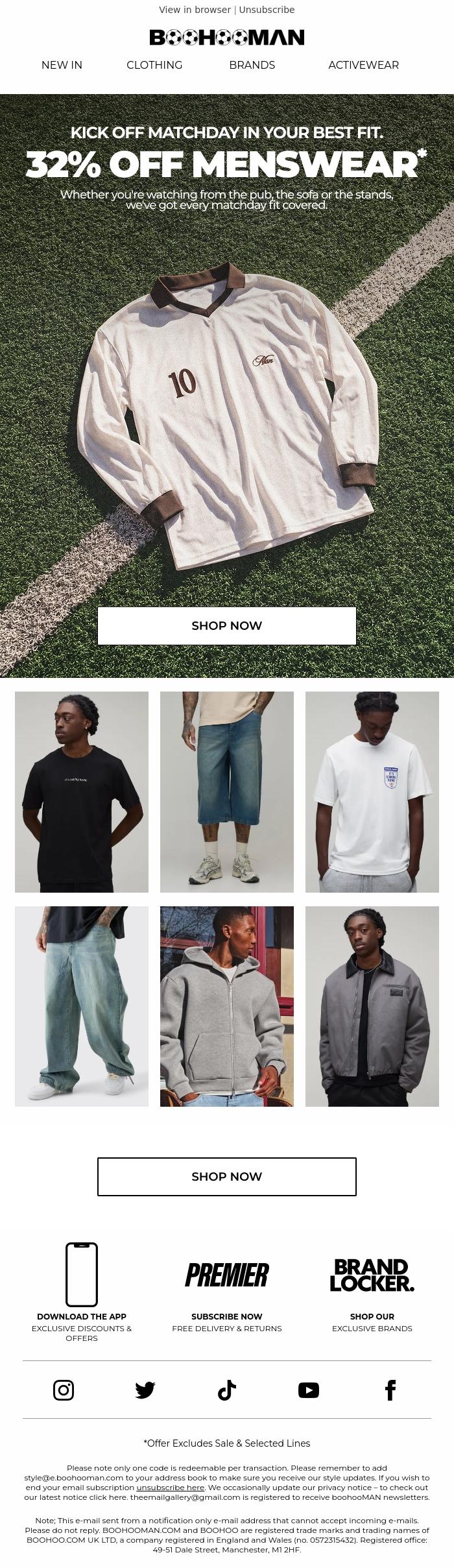 Email Design Inspiration from boohooMAN, BIG GAME. BIGGER SAVINGS. 👀