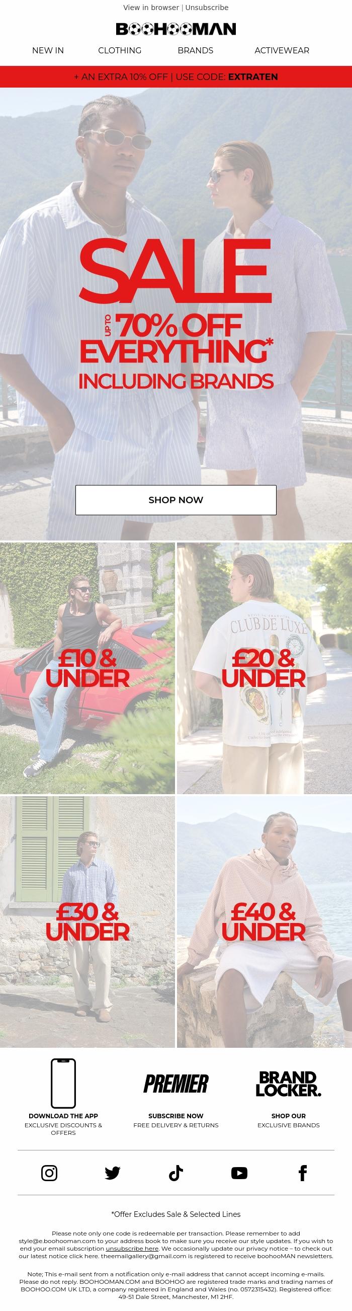 Email Design Inspiration from boohooMAN, SALE: UP TO 70% OFF