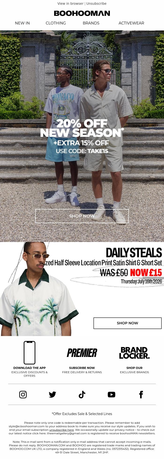 Email Design Inspiration from boohooMAN, There's always next time boys!