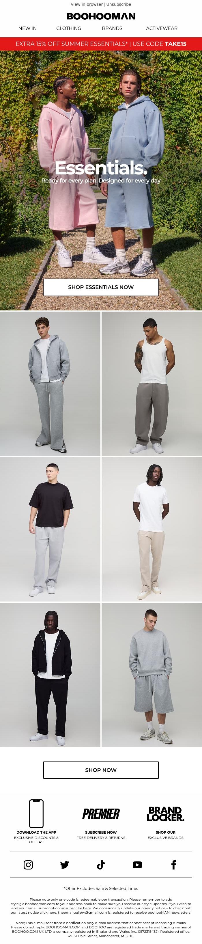 Email Design Inspiration from boohooMAN, Ready for every plan.