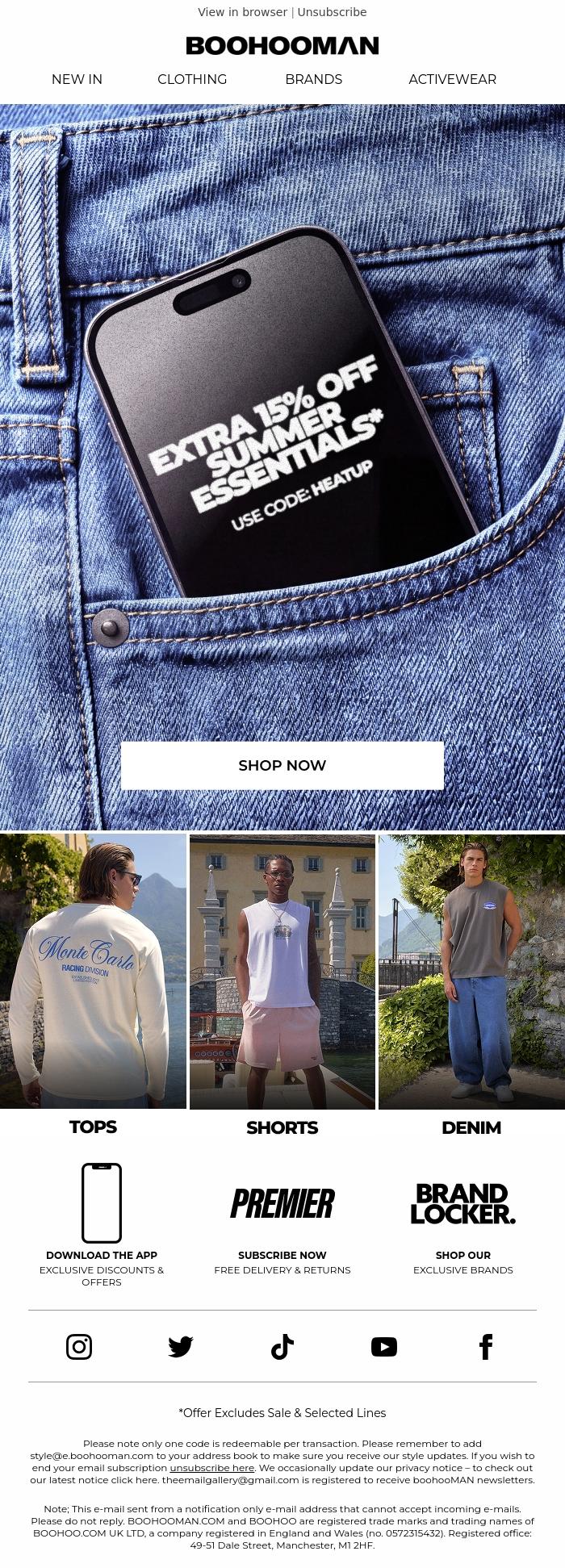 Email Design Inspiration from boohooMAN, (1) UNCLAIMED OFFER