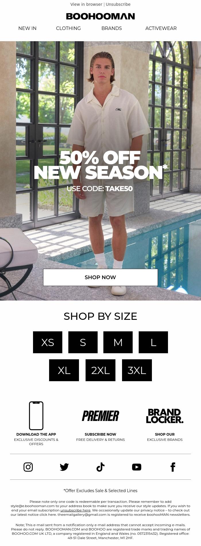 Email Design Inspiration from boohooMAN, Bro Your size is running out