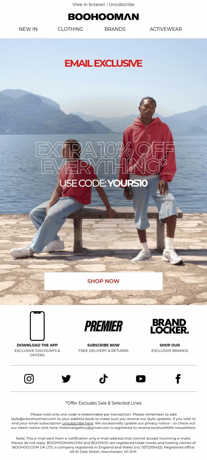 Email Design Inspiration from boohooMAN, Your Email Exclusive