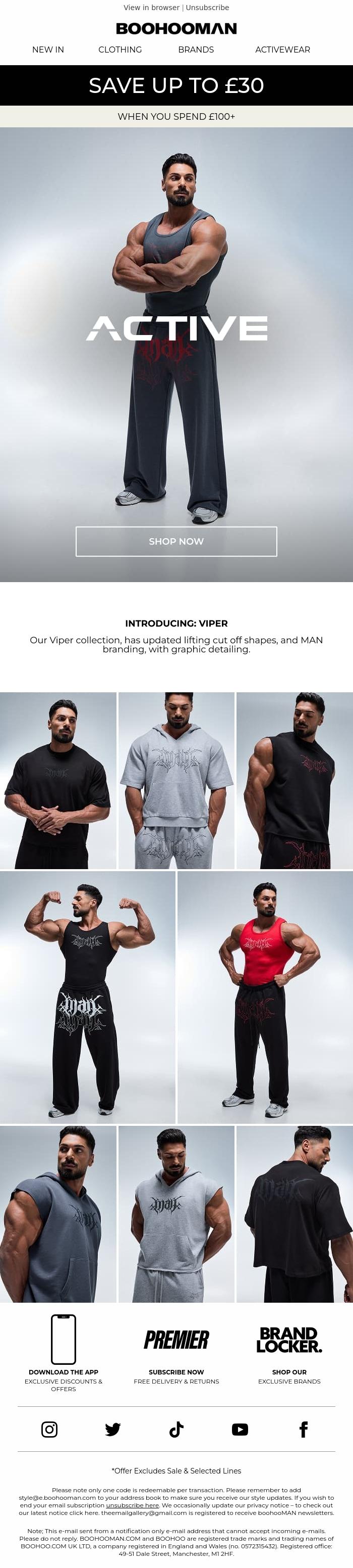 Email Design Inspiration from boohooMAN, Introducing: VIPER