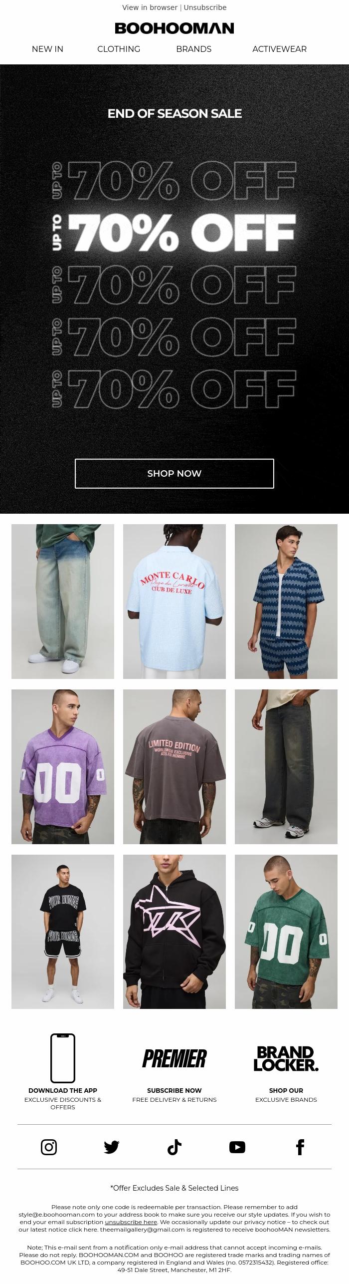 Email Design Inspiration from boohooMAN, End Of Season Sale
