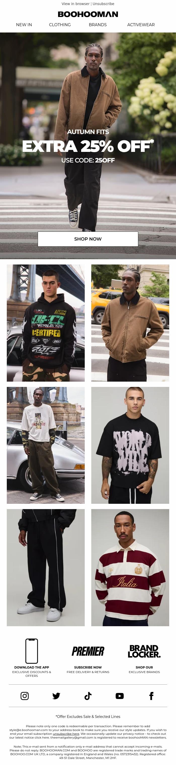 Email Design Inspiration from boohooMAN, Autumn Fits