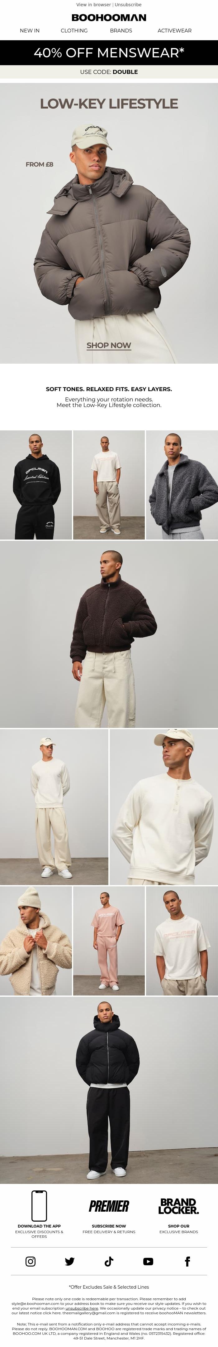 Email Design Inspiration from boohooMAN, New: Low-key Lifestyle Collection