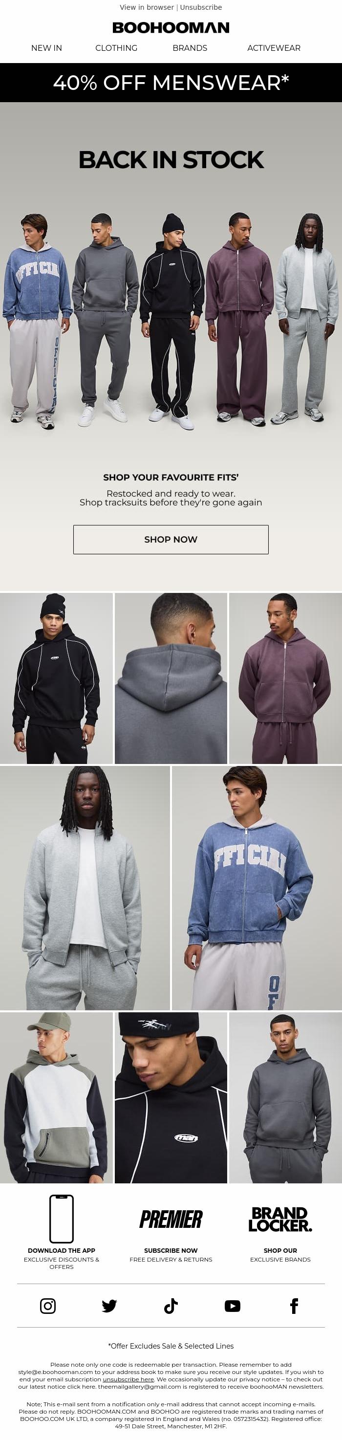 Email Design Inspiration from boohooMAN, Restocked And Ready