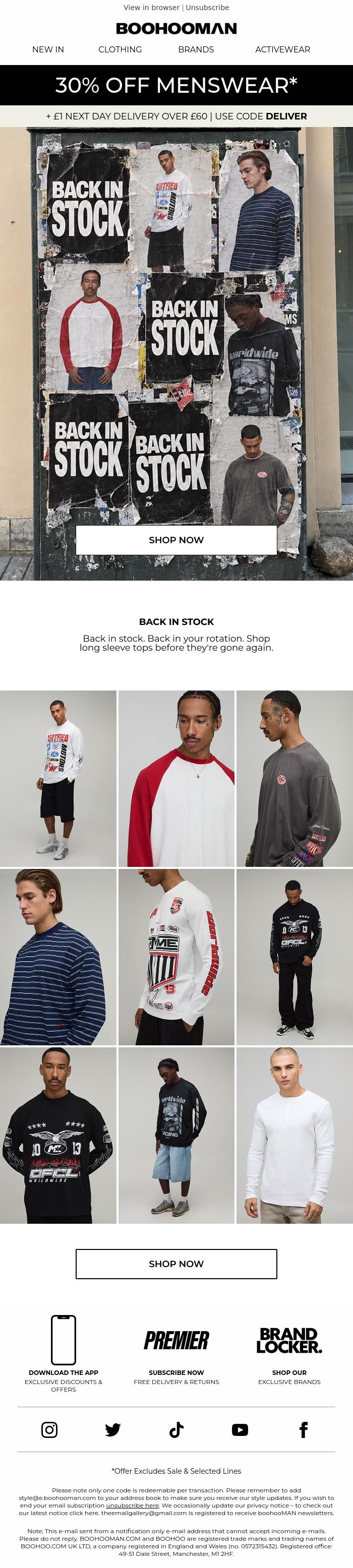 Email Design Inspiration from boohooMAN, Back In Your Rotation