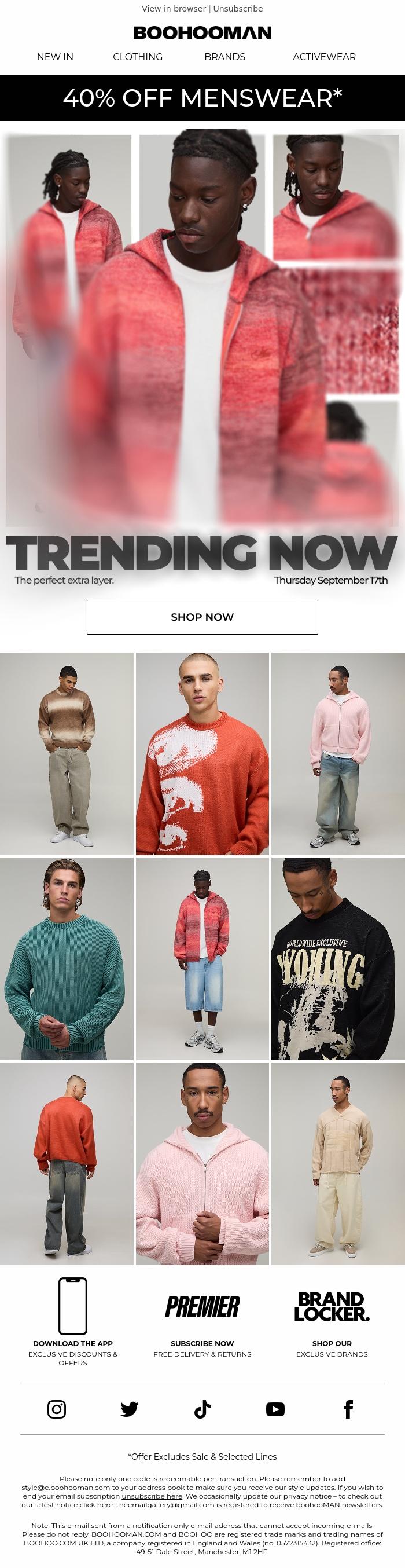 Email Design Inspiration from boohooMAN, Trending This Week