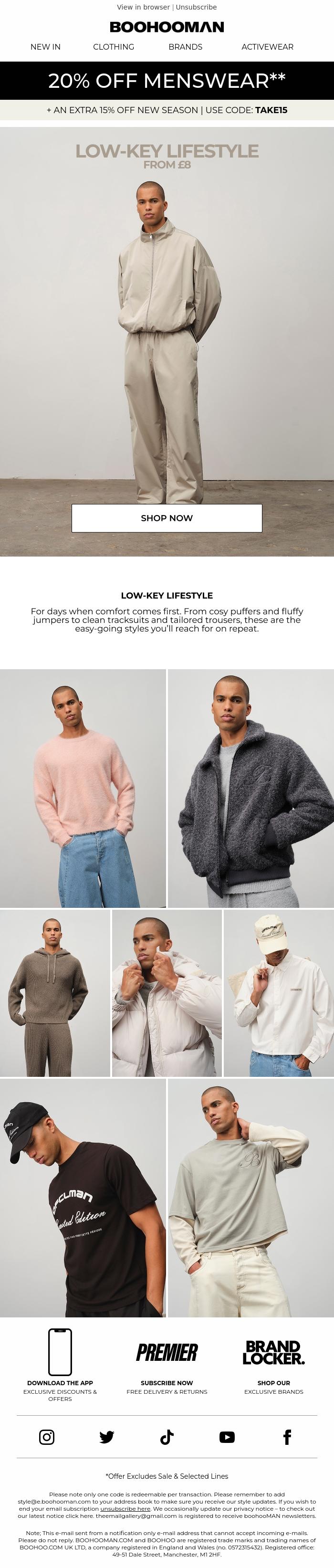 Email Design Inspiration from boohooMAN, Comfort First