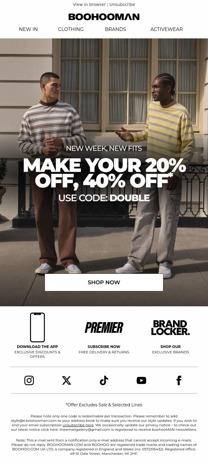 Email Design Inspiration from boohooMAN, New Week, New Fits
