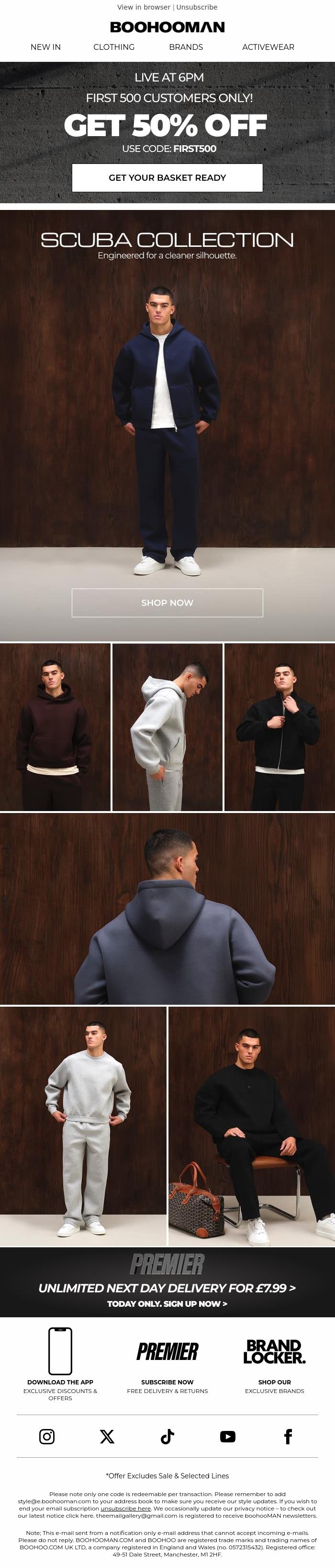 Email Design Inspiration from boohooMAN, Introducing: Scuba Collection
