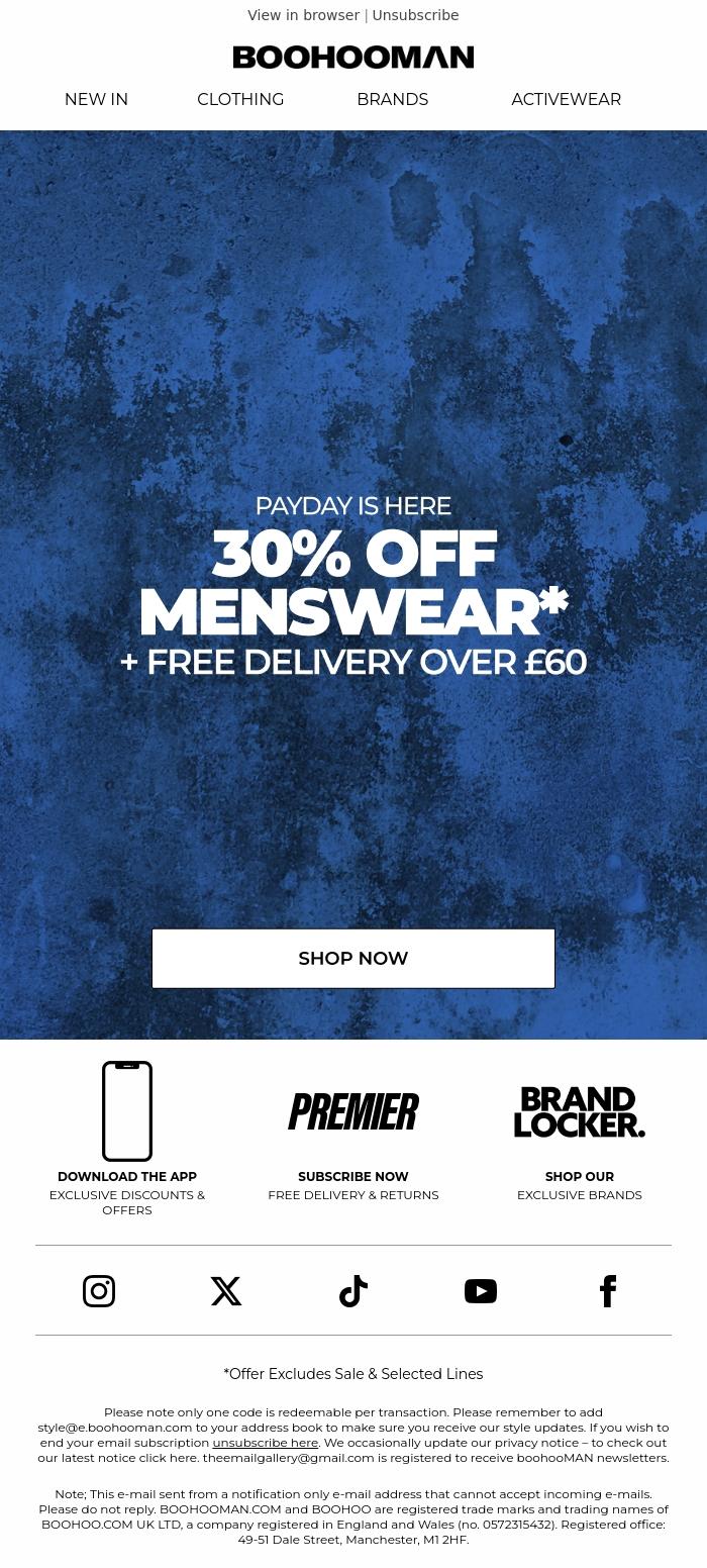Email Design Inspiration from boohooMAN, Payday Is Here