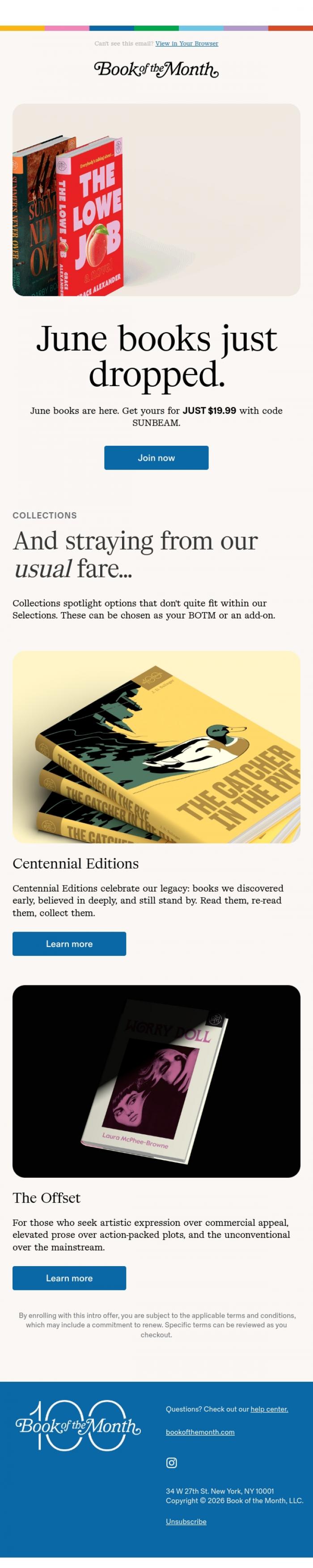 Email Design Inspiration from Book of the Month, Meet our June selections.