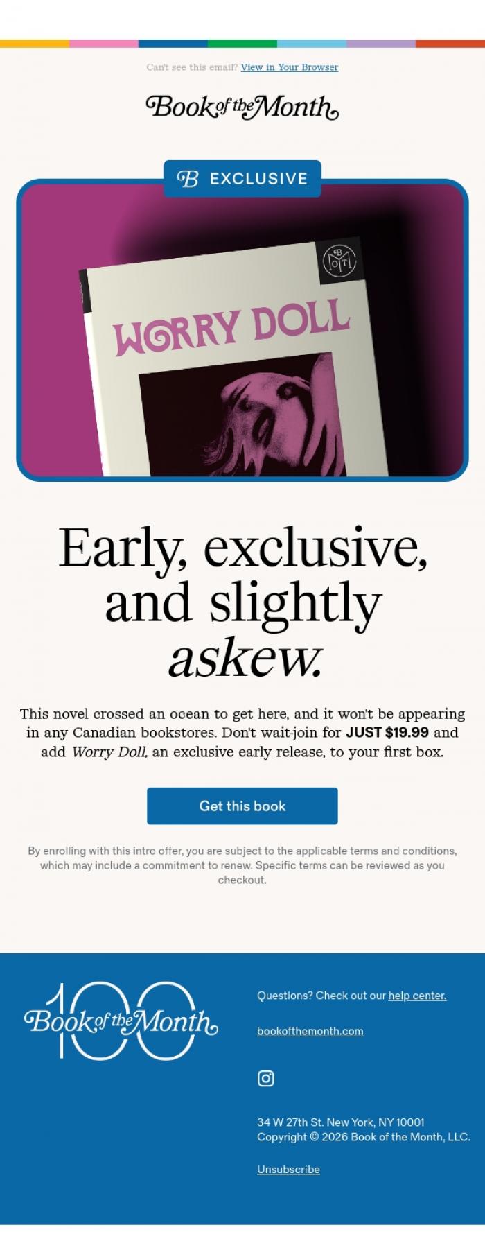 Email Design Inspiration from Book of the Month, This title is exclusive to BOTM.