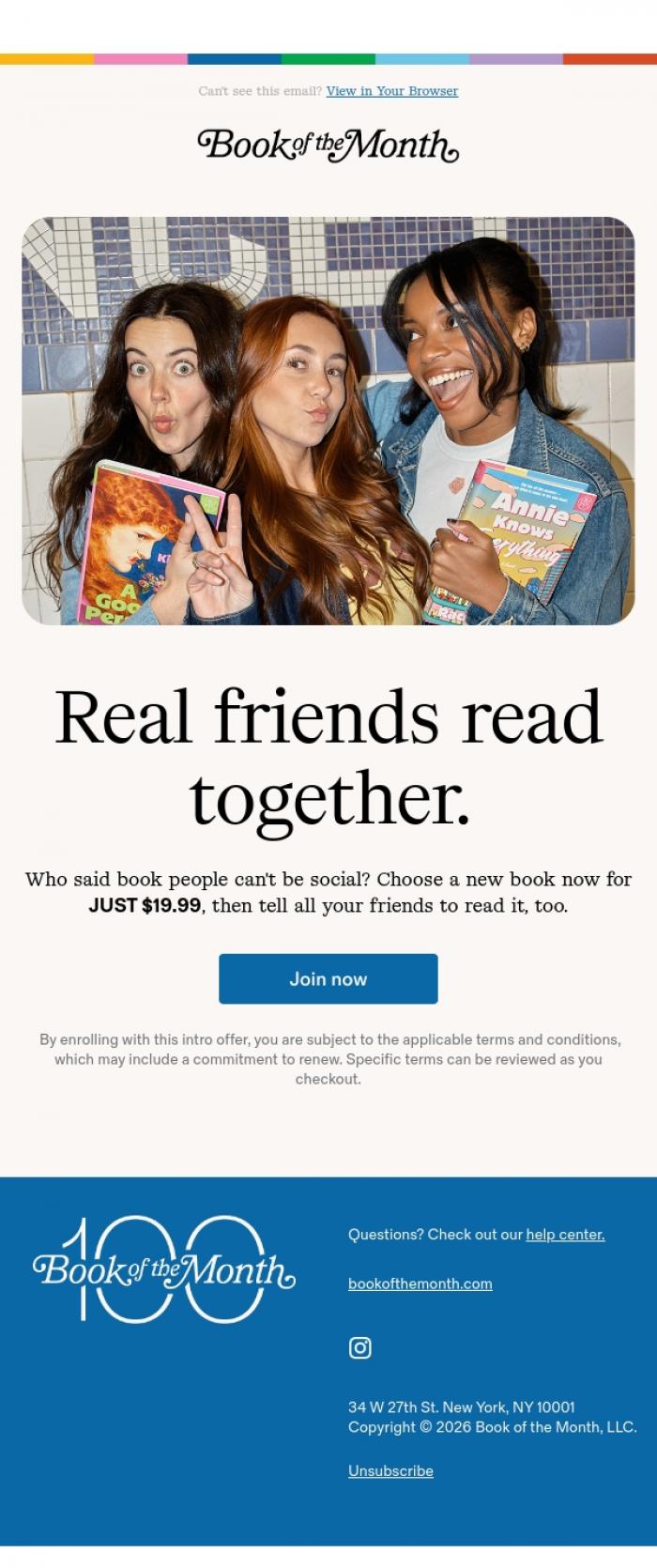 Email Design Inspiration from Book of the Month, Tell the group chat.