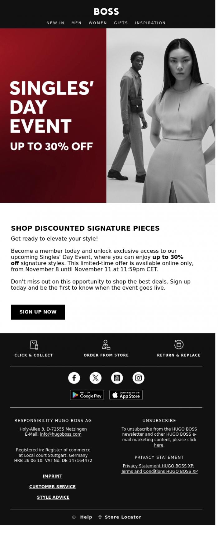 Email Design Inspiration from BOSS News, Unlock Exclusive Access: Join Now for Up to 30% Off!