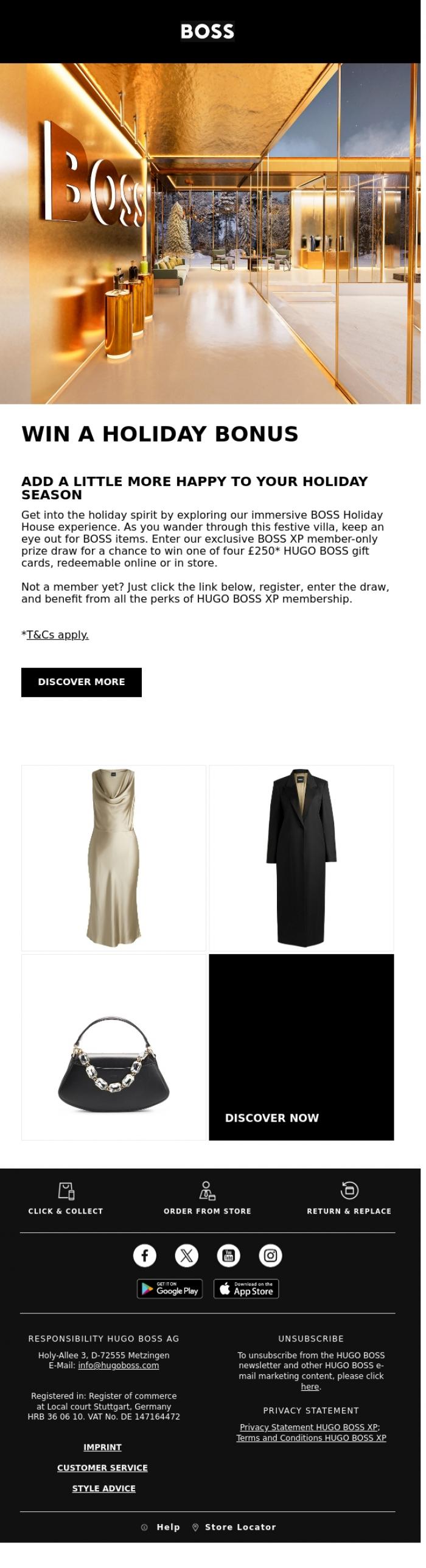 Email Design Inspiration from BOSS News, Win a Holiday Bonus
