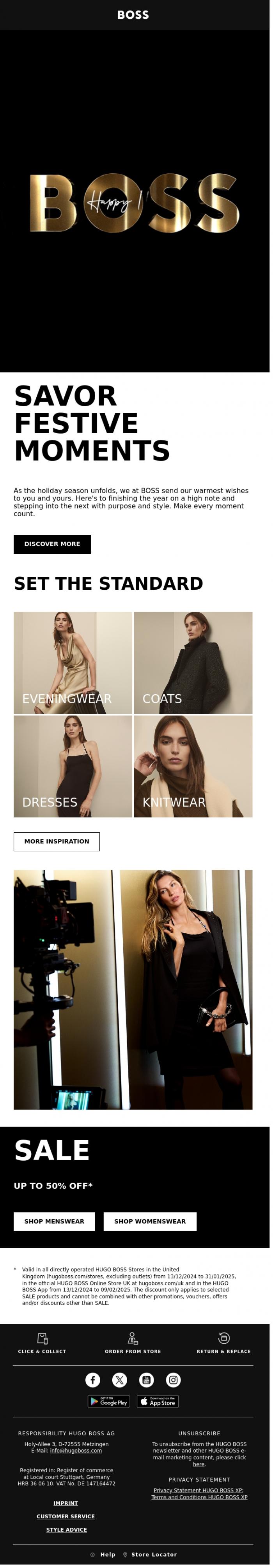 Email Design Inspiration from BOSS News, Savor the holiday moments