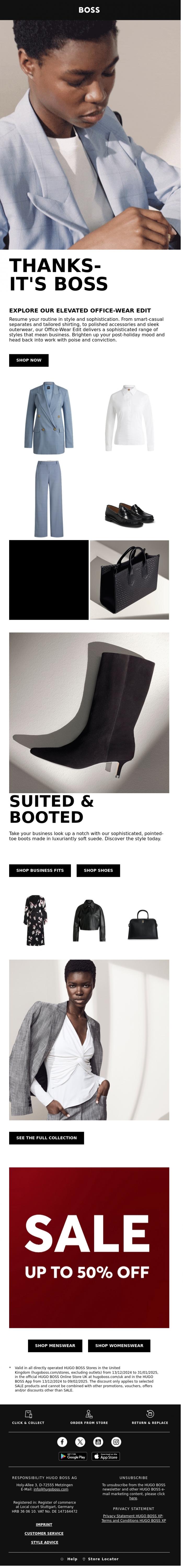 Email Design Inspiration from BOSS News, Resume your routine with poise and conviction