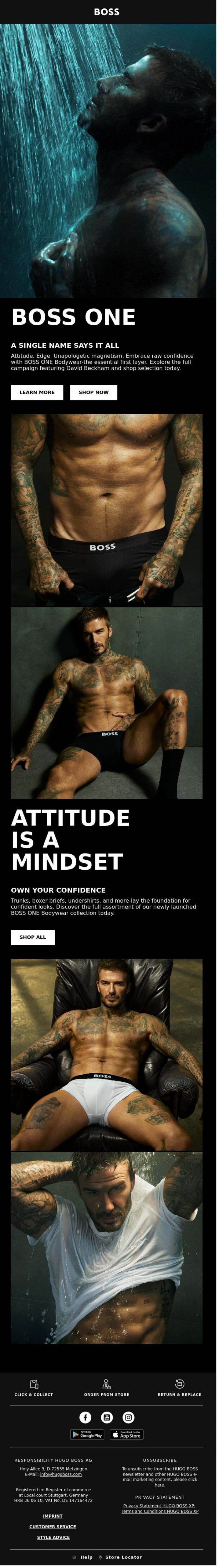Email Design Inspiration from BOSS News, BOSS ONE: Confidence begins with the first layer