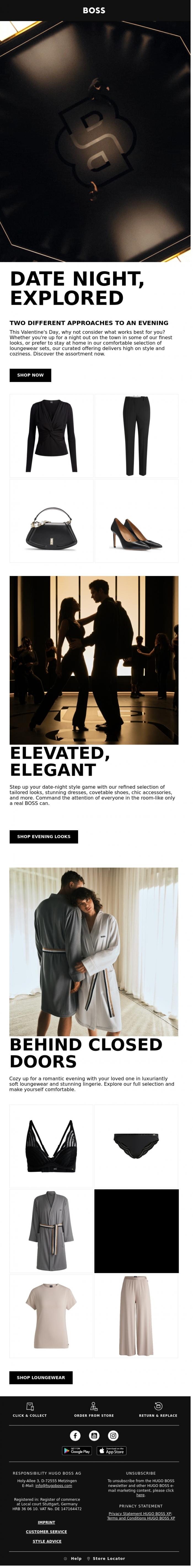 Email Design Inspiration from BOSS News, Date night dualities: An exploration of style