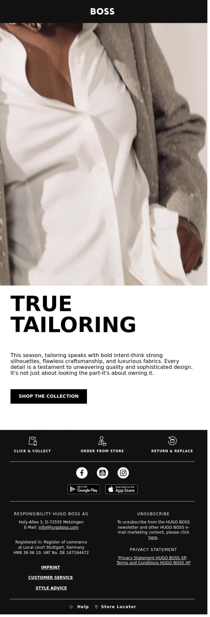 Email Design Inspiration from BOSS News, Own the season with BOSS tailoring