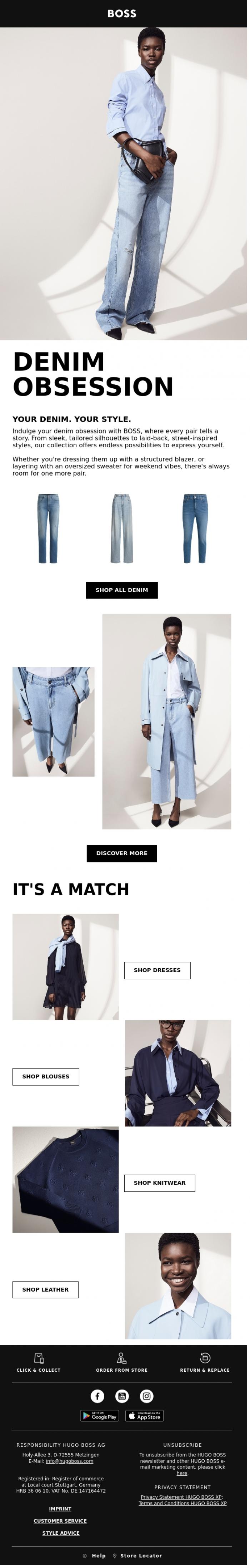 Email Design Inspiration from BOSS News, The denim you deserve