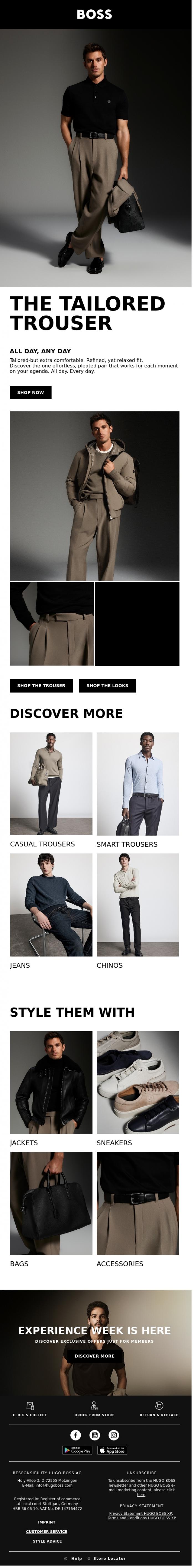 Email Design Inspiration from BOSS News, The tailored trouser