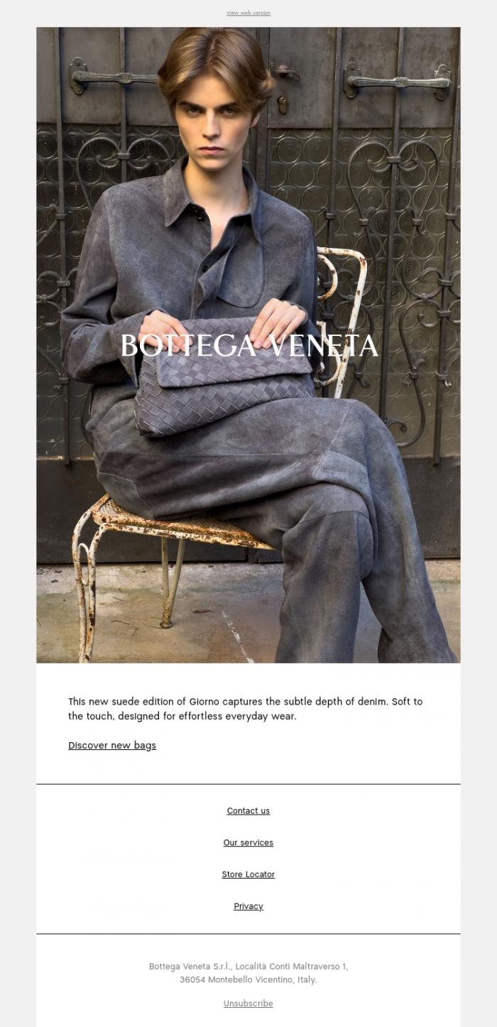 Email Design Inspiration from Bottega Veneta, Giorno pouch