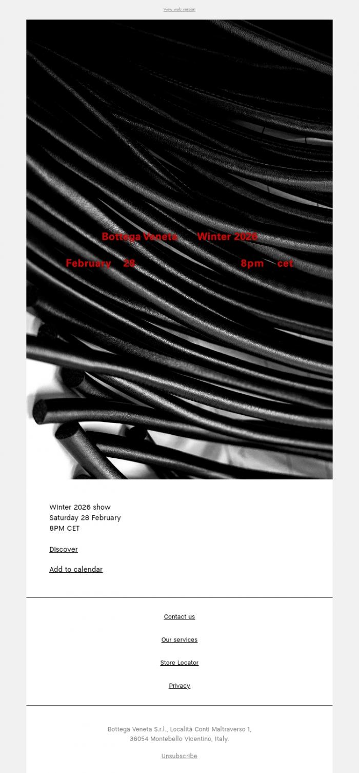 Email Design Inspiration from Bottega Veneta, Save the date