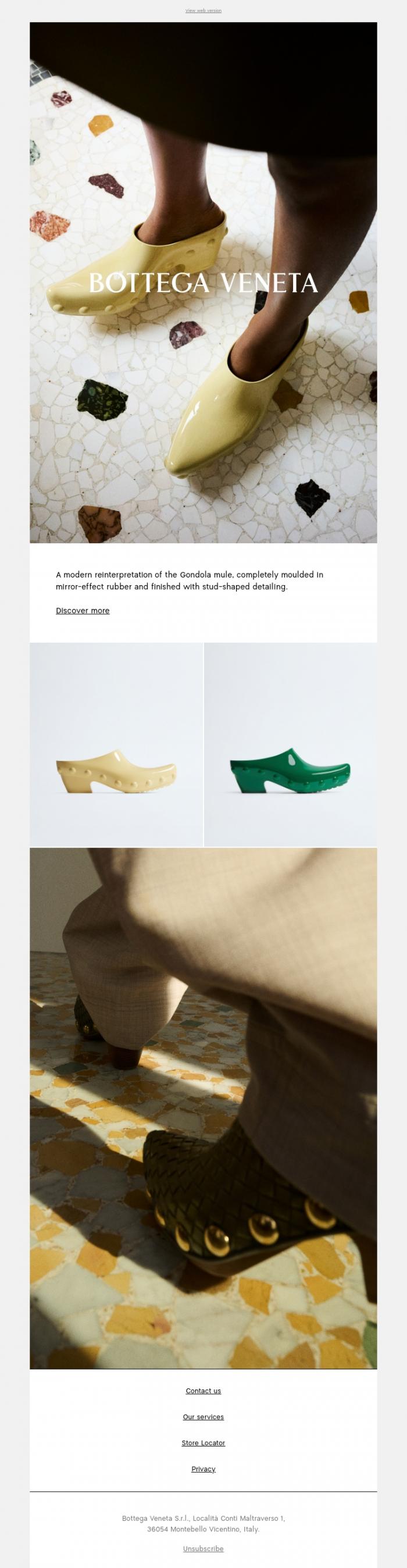 Email Design Inspiration from Bottega Veneta, Gondola mule