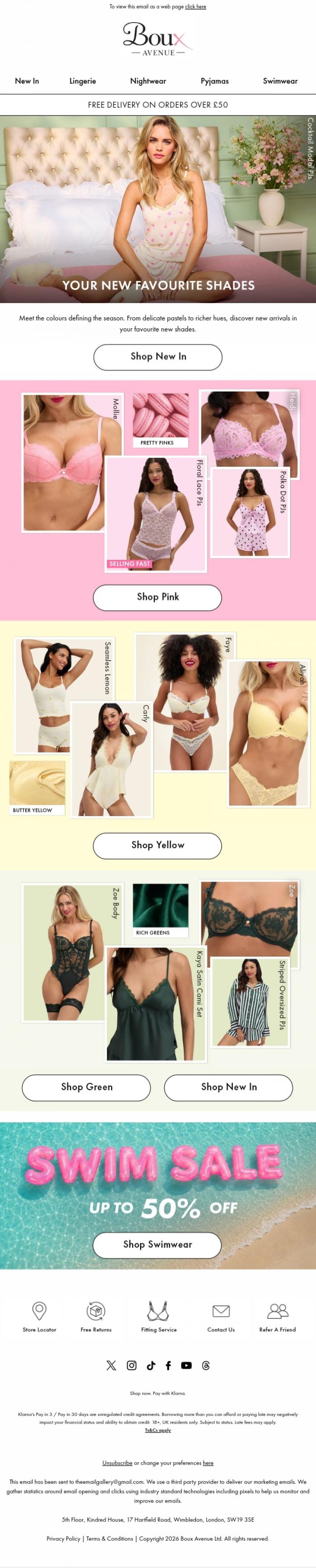 Email Design Inspiration from Boux Avenue, Live the Summer in colour!