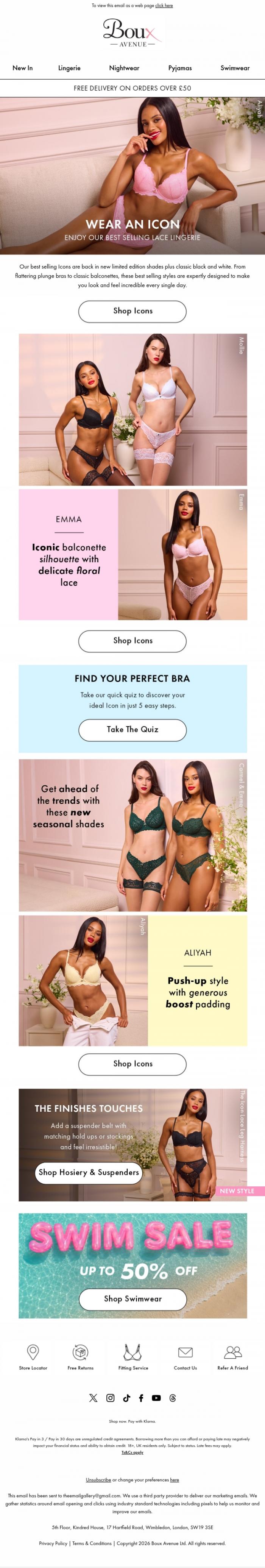 Email Design Inspiration from Boux Avenue, Iconic styles, new limited edition shades