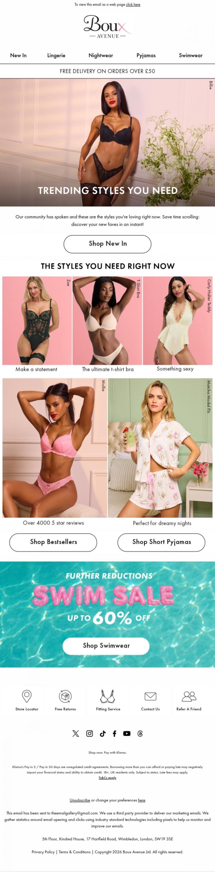 Email Design Inspiration from Boux Avenue, The trending styles you won't want to miss out on