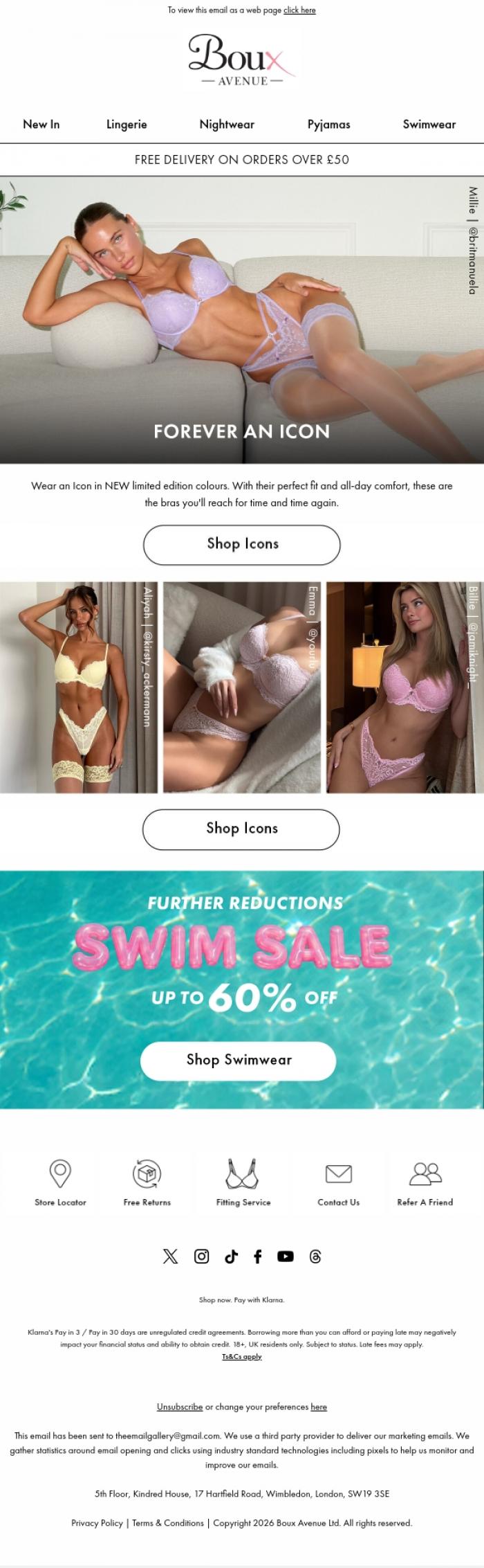 Email Design Inspiration from Boux Avenue, Influencer approved: our iconic styles in new colours