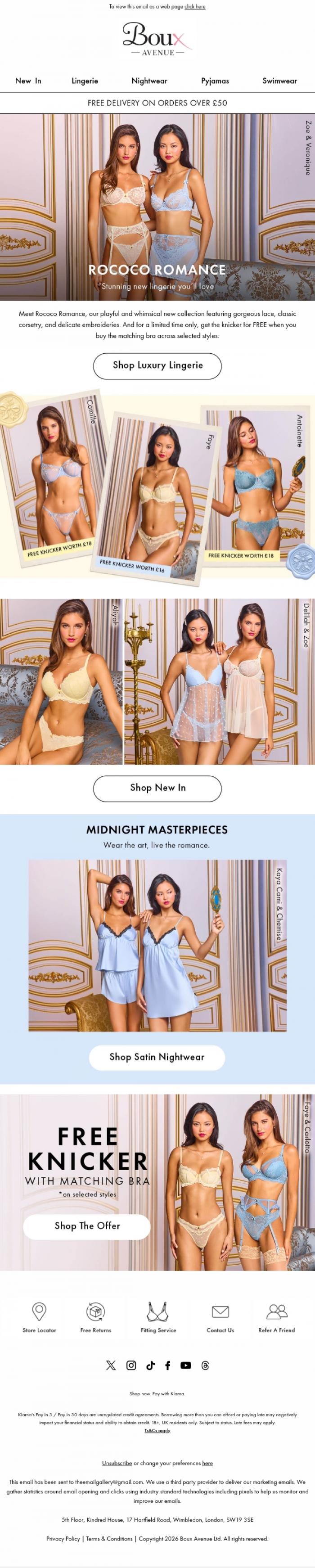 Email Design Inspiration from Boux Avenue, Look and feel your most romantic ever!