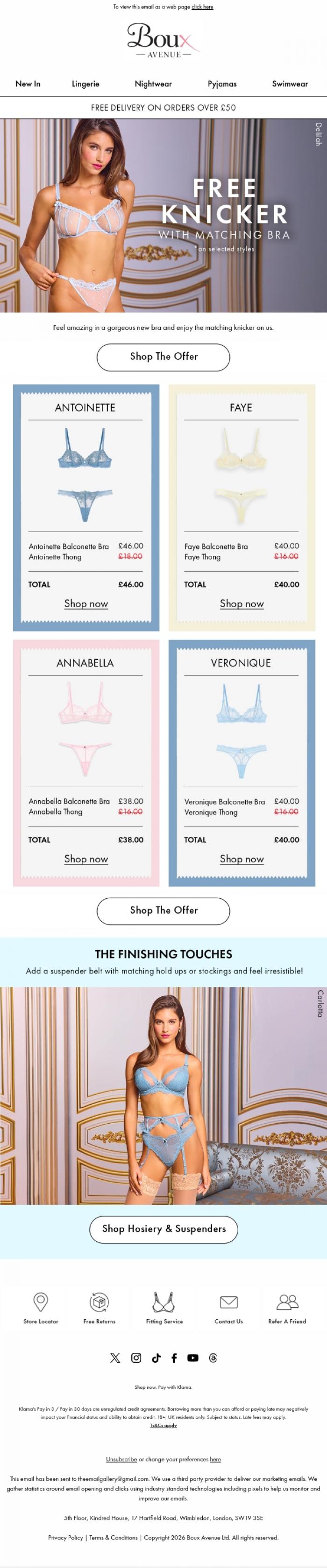 Email Design Inspiration from Boux Avenue, Find your perfect matching set from &pound;38