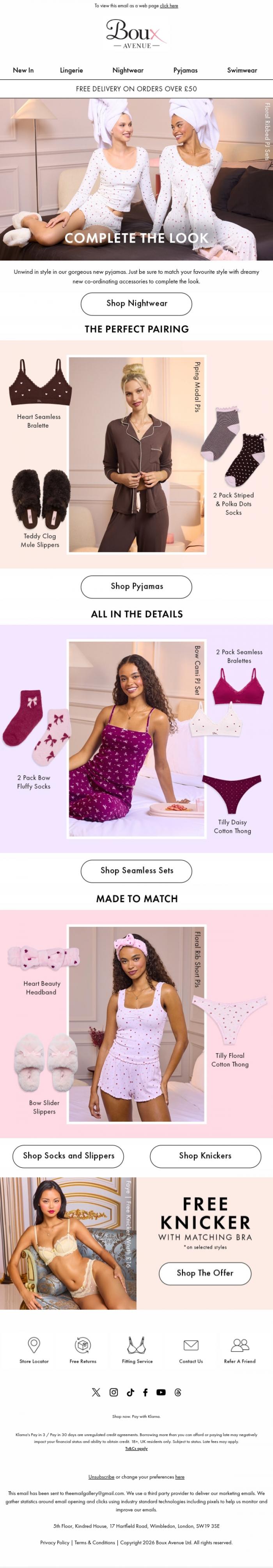 Email Design Inspiration from Boux Avenue, Find your perfect new matching nightwear set