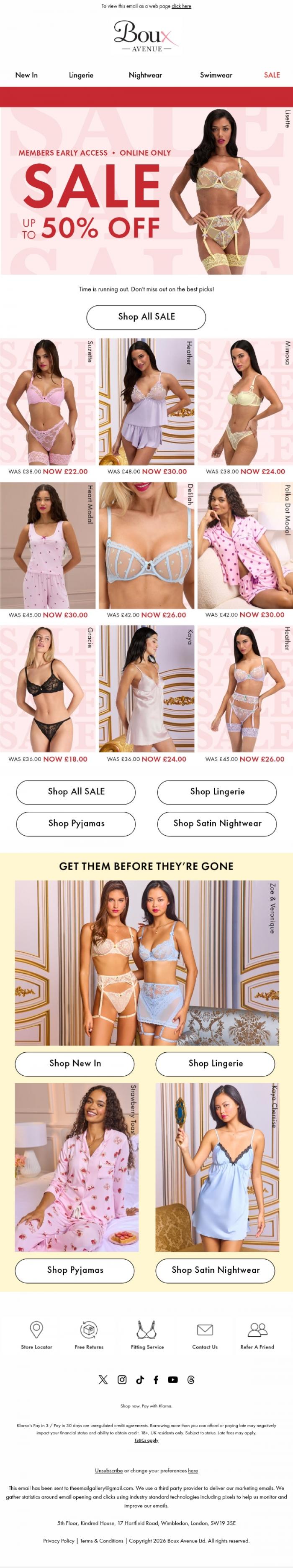 Email Design Inspiration from Boux Avenue, LAST CHANCE: EXCLUSIVE EARLY ACCESS ENDS AT MIDNIGHT