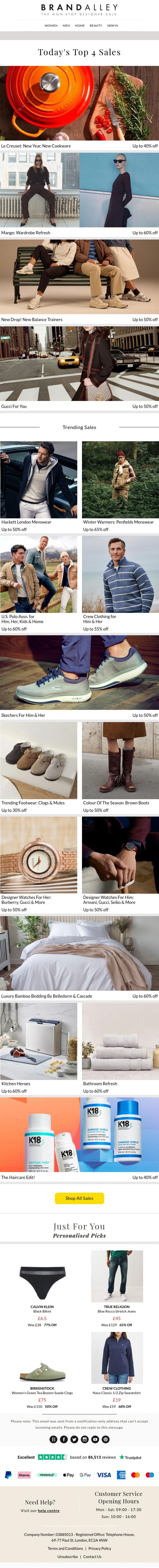 Email Design Inspiration from BRANDALLEY, Shop Up To 60% Off Le Creuset, Mango, New Balance and Gucci