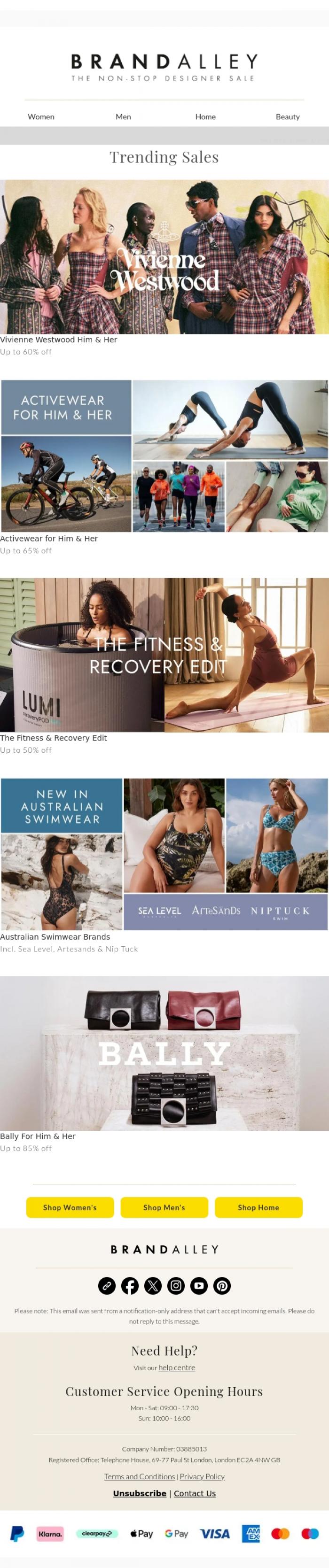 Email Design Inspiration from BrandAlley, Up to 85% off Bally, Vivienne Westwood & more