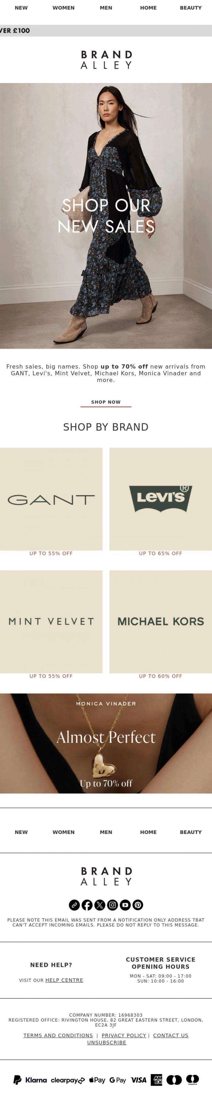 Email Design Inspiration from BrandAlley, Meet autumn's most-wanted brands | Up to 70% off