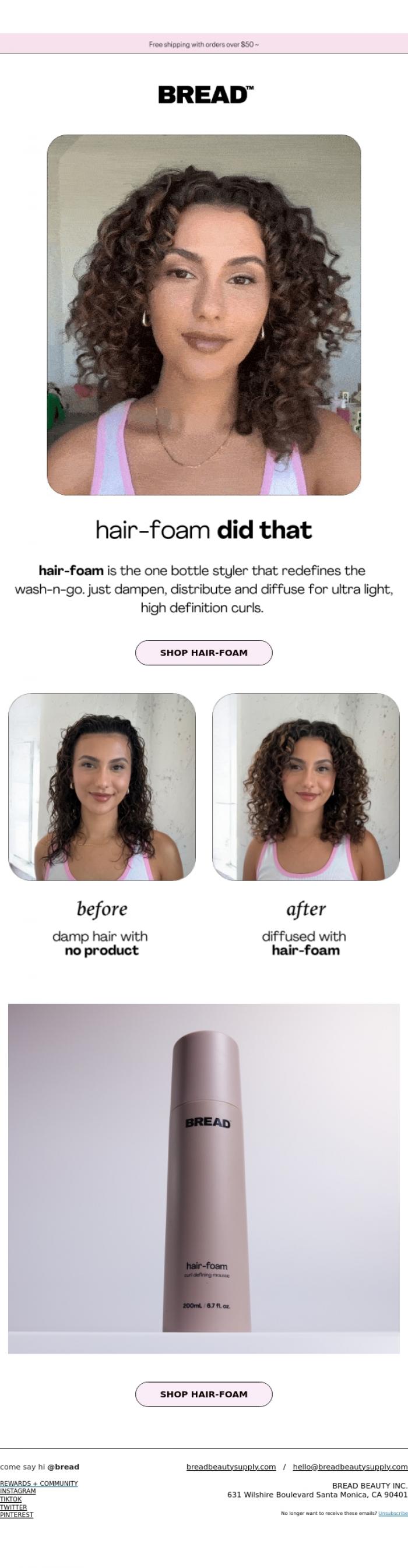 Email Design Inspiration from Bread Beauty Supply, it's no secret 👀
